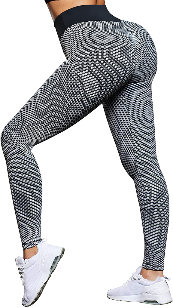 OMKAGI Sexy Butt Lifting Workout Leggings for Women Textured Booty High Waist Yoga Pant