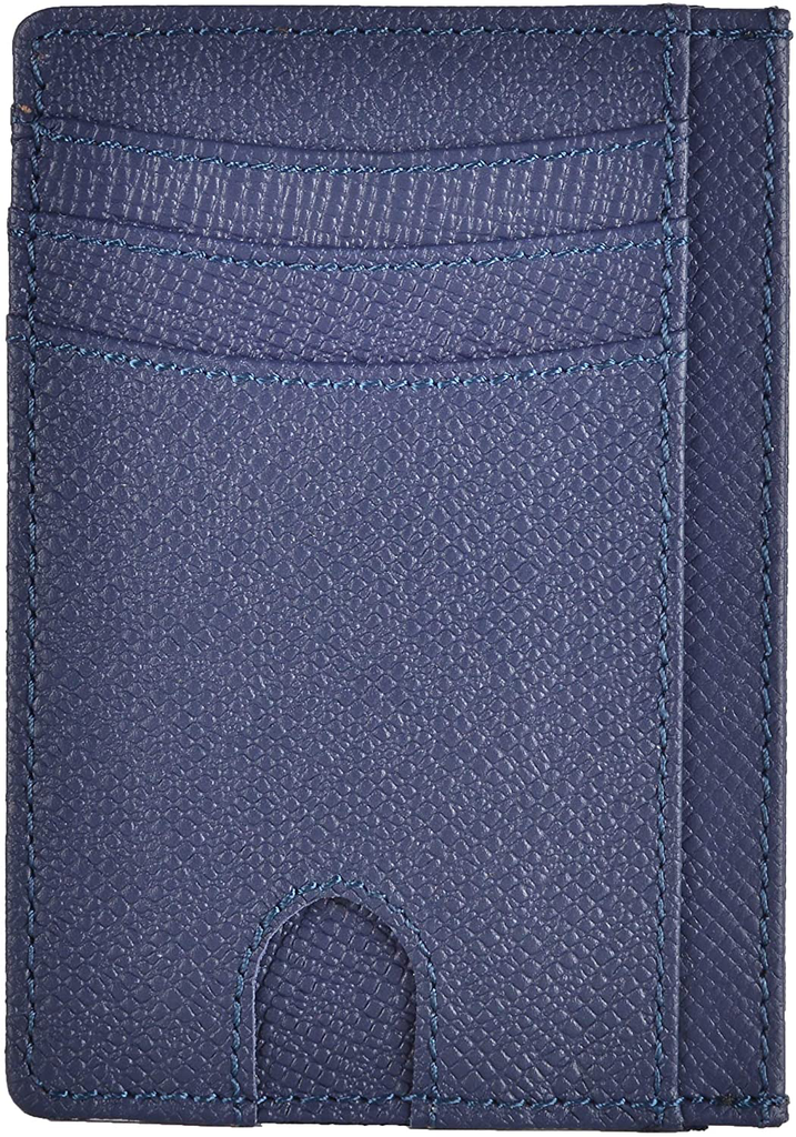 Easyoulife RFID Slim Card Wallet Leather Small Front Pocket Wallet for Men Women (01 Cross Dark Blue)