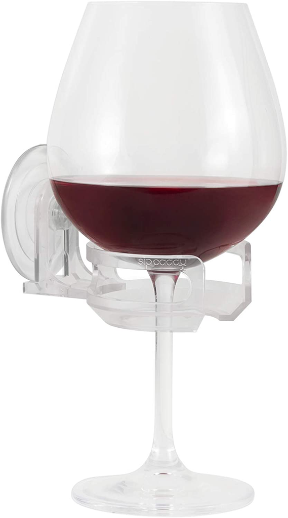 SipCaddy Shower Beer and Bath Wine Holder! Portable Cupholder Shower Caddy Drink Holder for Beer & Wine, American-Made Suction Cup, The Original - The Best, Clear