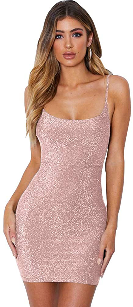 FV RELAY Women's Sexy Glitter Bandage Bodycon Wrap Dress Sleeveless Mini Club Party Dresses