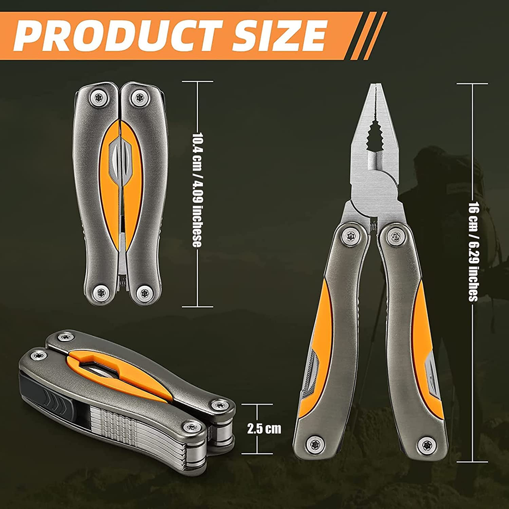 Multitool Pliers with Safety Locking, 15 in 1 Multitool Pocket Knife, Camping, Fishing, Simple Maintenance of Cool Gadgets, with Screwdriver, Folding Saw, Bottle Opener, Unique Gifts for Men Women