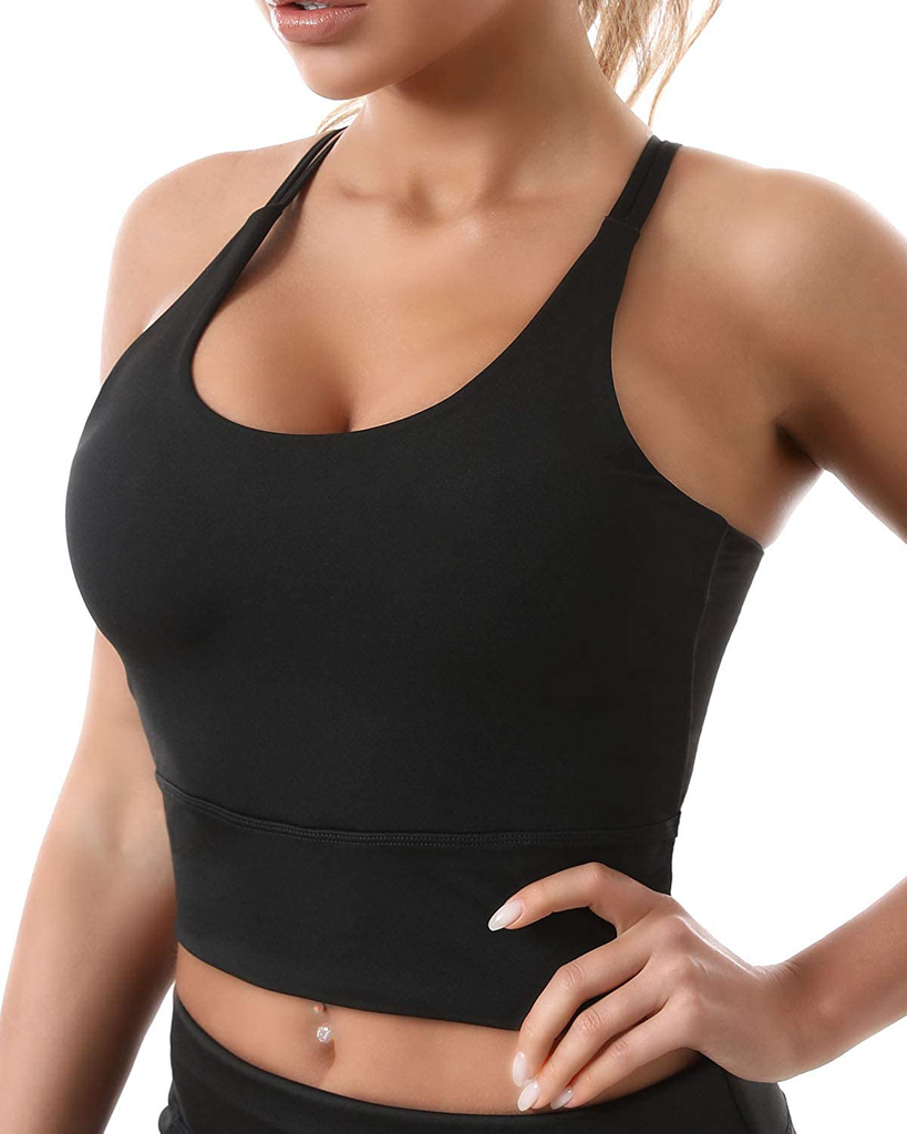 Yoga Tank Tops for Women Padded Sports Bra Workout Crop Tops Running Yoga Tank Top Built in Bra Medium Support with Removable