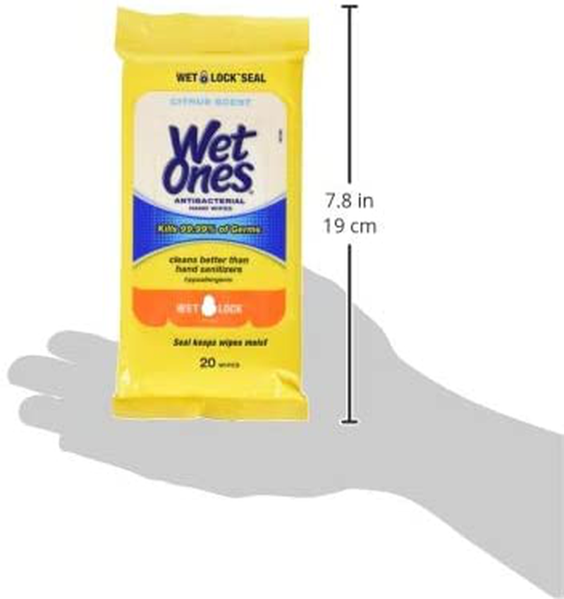 Wet Ones Citrus Antibacterial Hand Wipes, 20 Count