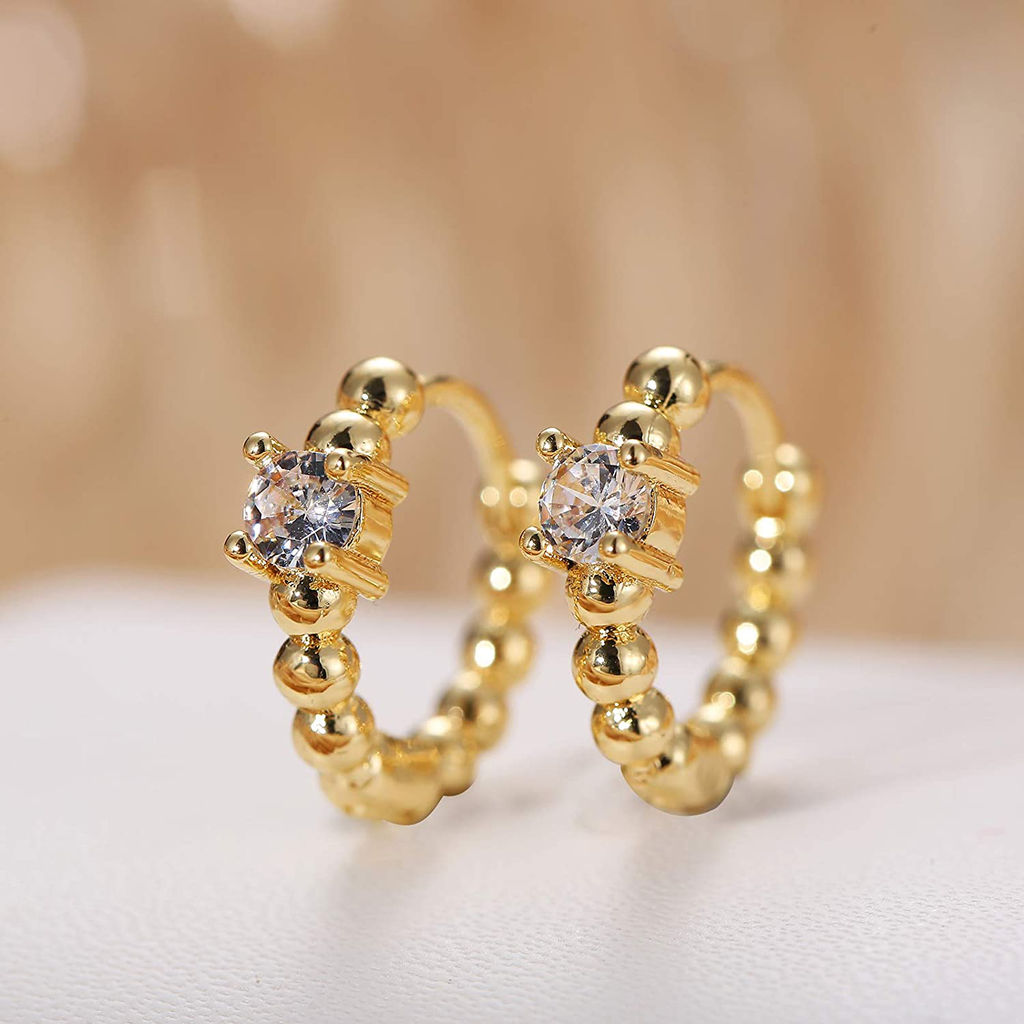 5 Pairs Gold Silver Huggies Hoop Earrings Set for Women Girls Small Tiny Dangle Cubic Zirconia Chain Hoop Earrings Jewelry for Gifts