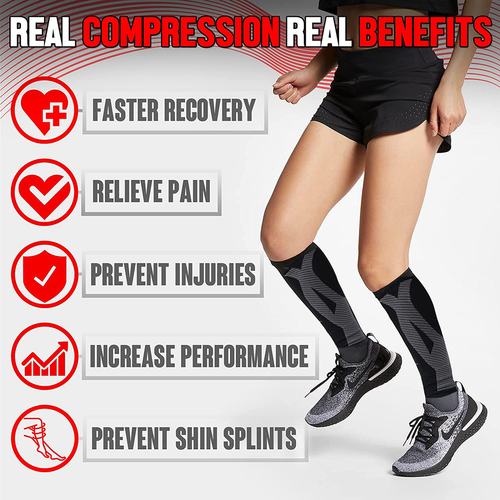 Calf Compression Sleeves for Men Women. Footless Compression Socks Without Feet . Shin Splints, Varicose Vein Treatment for Legs & Pain Relief. Calf Braces, Splints & Supports. Best Wide leg compression sleeve for Running Nurse Pregnant Pregnancy