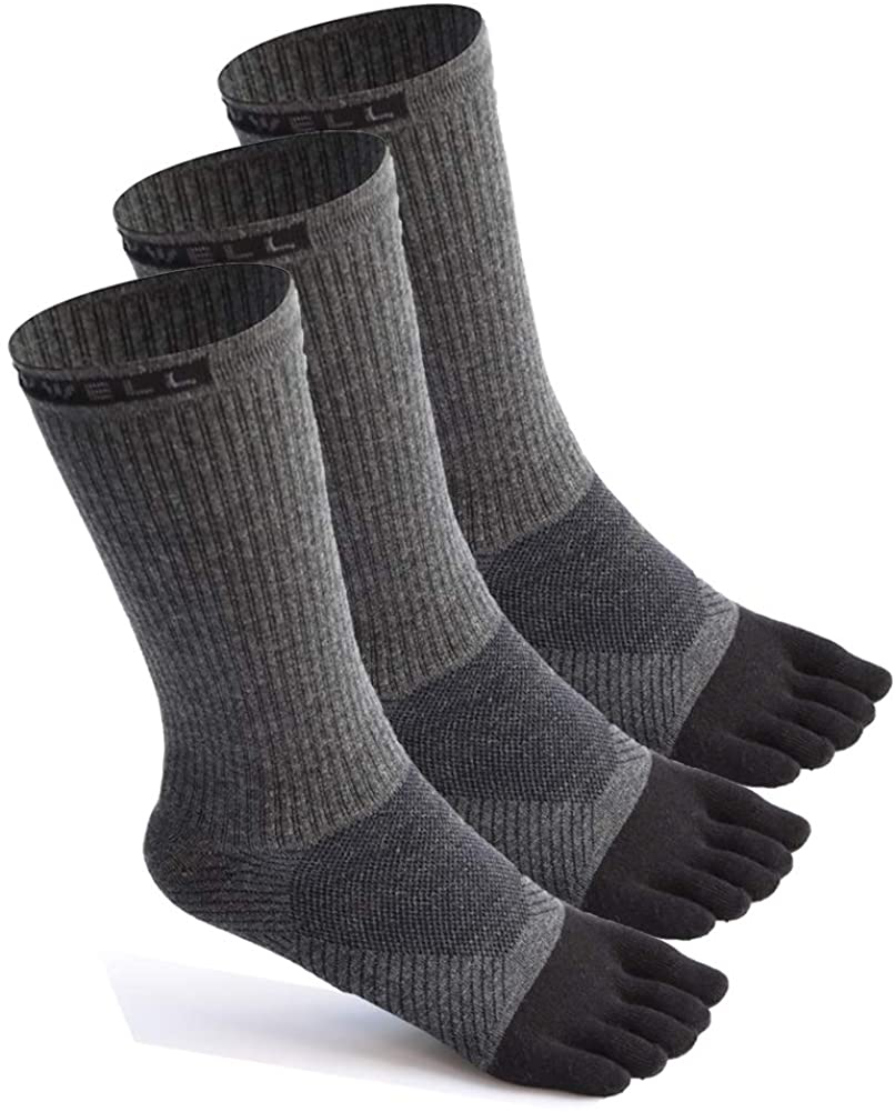 VWELL Toe Socks Cotton Athletic Running Five Finger Socks 3 Pairs,Size 7-11