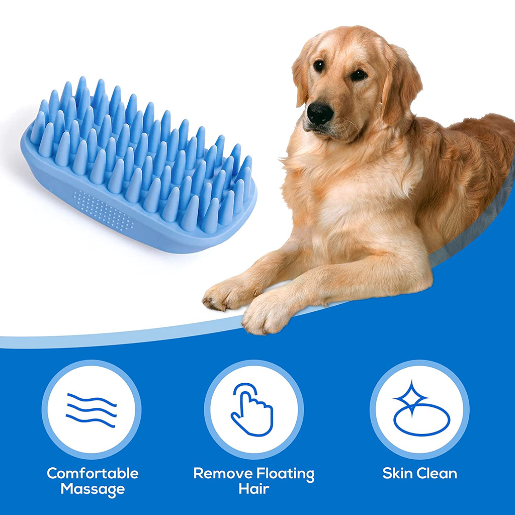 Dog Bath Brush,Rubber Dog Shampoo Grooming Brush, Silicone Dog Shower Wash Curry Brush, Pet Scrubber for Short Long Haired Dogs Cats Massage Comb, Soft Shedding Bathing Brush Removes Loose & Shed Fur
