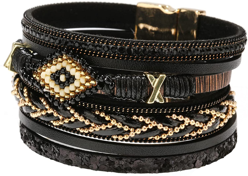 Bohemian Leather Layered Look Bracelet 