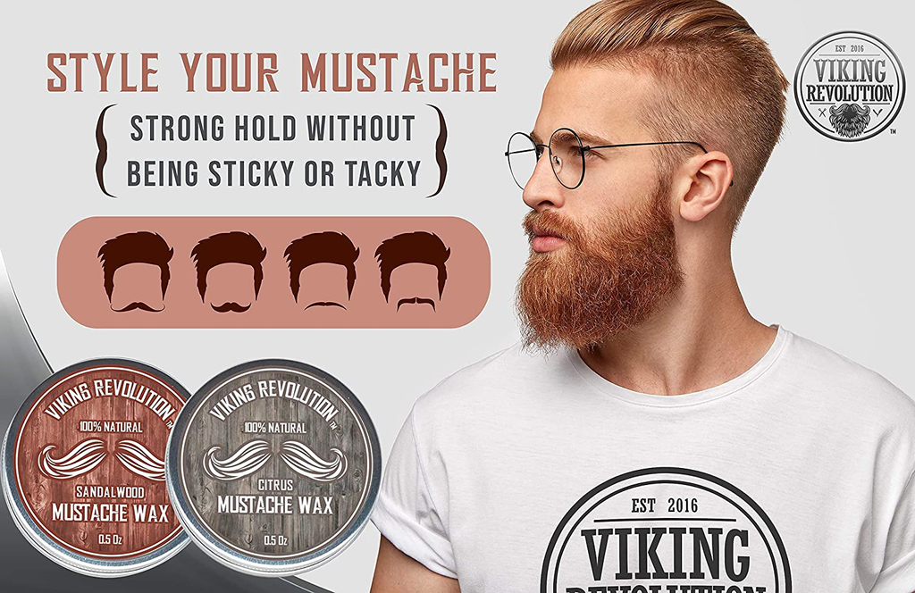 Mustache Wax 2 Pack - Beard & Moustache Wax for Men - Strong Hold Helps Train Tame & Style (Citrus, 2 Pack)