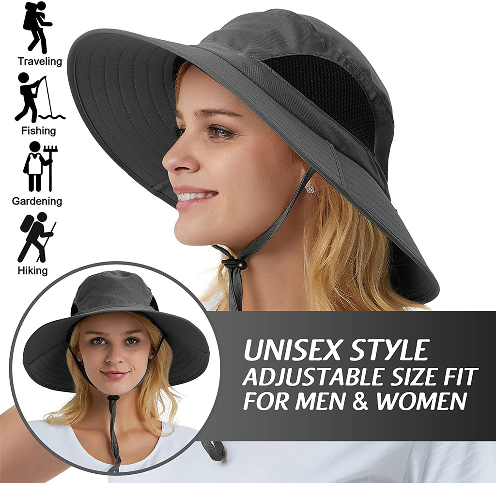 EINSKEY Sun Hat for Men/Women, Waterproof Wide Birm Bucket Hat UV Protection Boonie Hat for Fishing Hiking Garden Beach