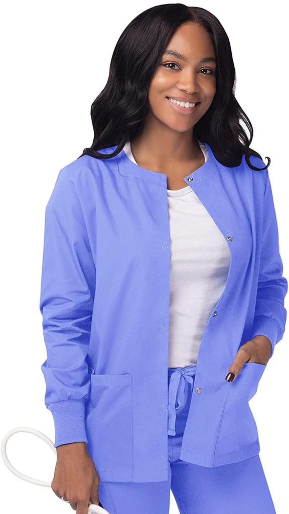 Sivvan Women's Scrubs Warm-Up Jacket/Front Snaps - Round Neck