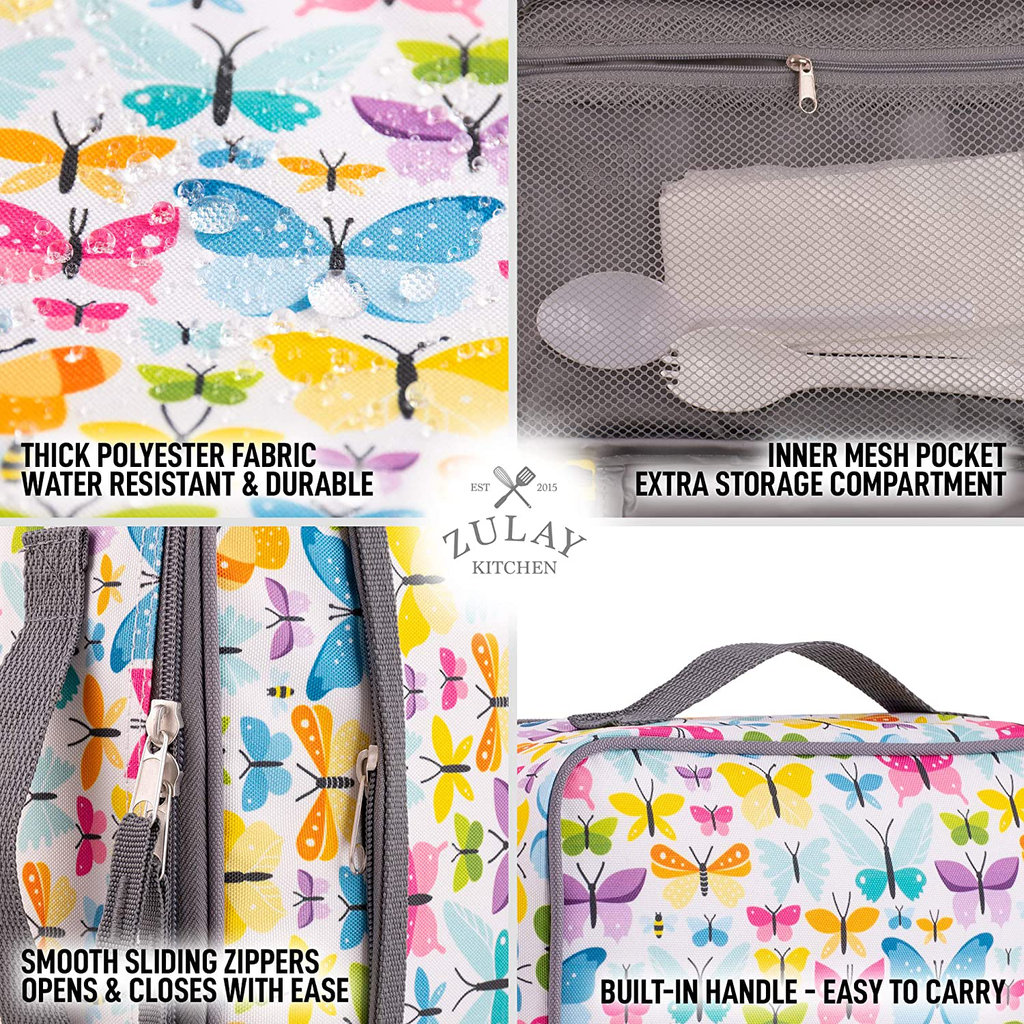 Zulay Insulated Lunch Bag - Thermal Kids Lunch Bag With Spacious Compartment & Built-In Handle - Portable Back To School Lunch Bag For Kids, Boys, & Girls To Keep Food Fresh (Sharks)