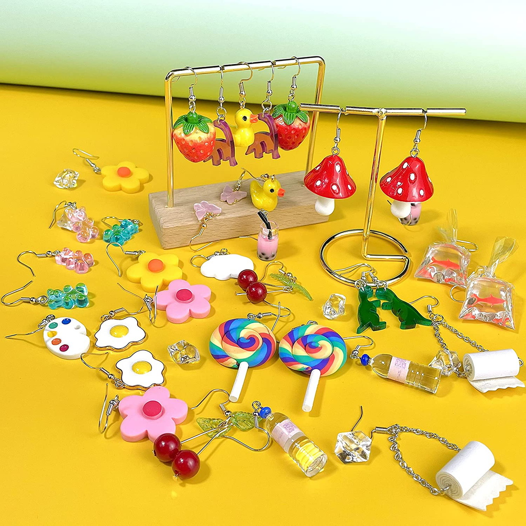 20 Pairs Weird Earrings Funny Earrings Gummy Bear Duck Water Bottle Fish Dinosaur Mushroom Butterfly Strawberry Dangle Earrings Set for Women Girls