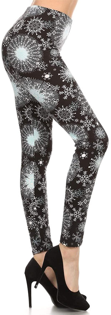 Women's Ultra Soft Christmas Reindeer Santa Snowman Holiday Printed Fashion Leggings BAT22