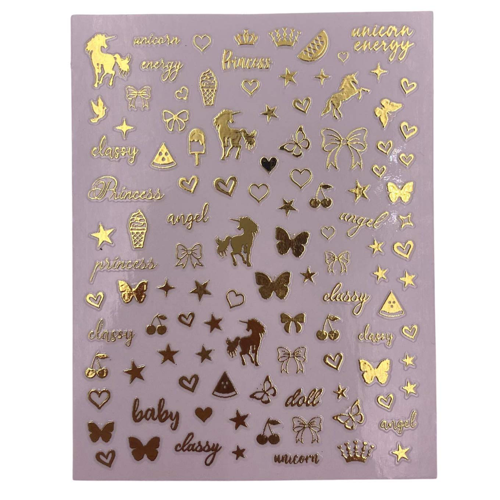 Impressed Authentic 5 Sheets Luxury Nail Art Stickers 500+ Gold Customized Nail Decals for Fake Nail Design and Salon Nails Accessories