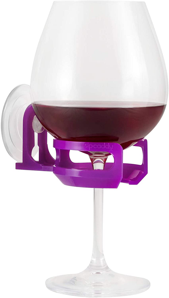 SipCaddy Bath & Shower Portable Cupholder Caddy for Beer & Wine Suction Cup Drink Holder, Purple