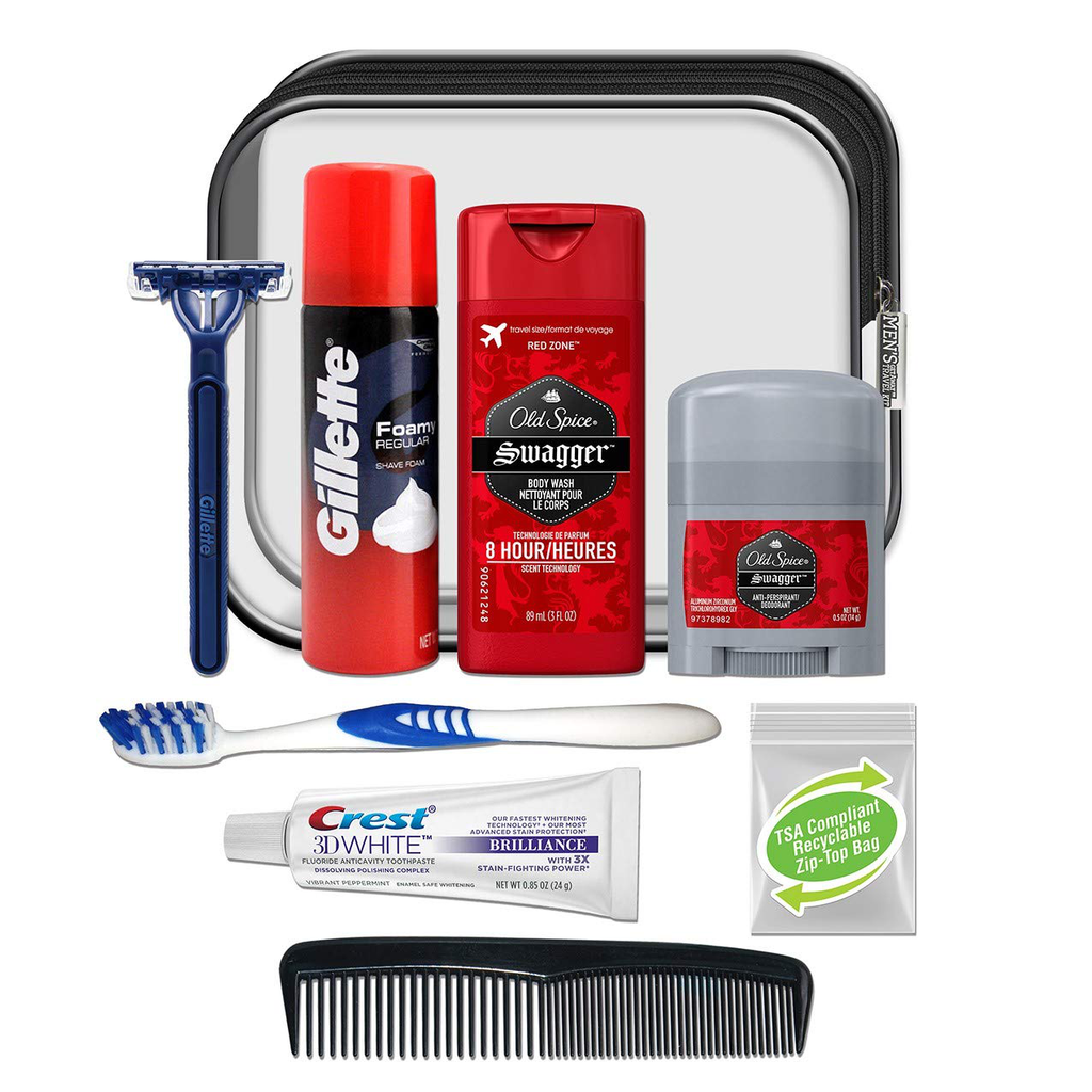 Convenience Kits International Men'S Deluxe, 9-Piece Kit with Travel Size TSA Compliant Essentials , Featuring: Old Spice Products in Reuseable Toiletry Bag