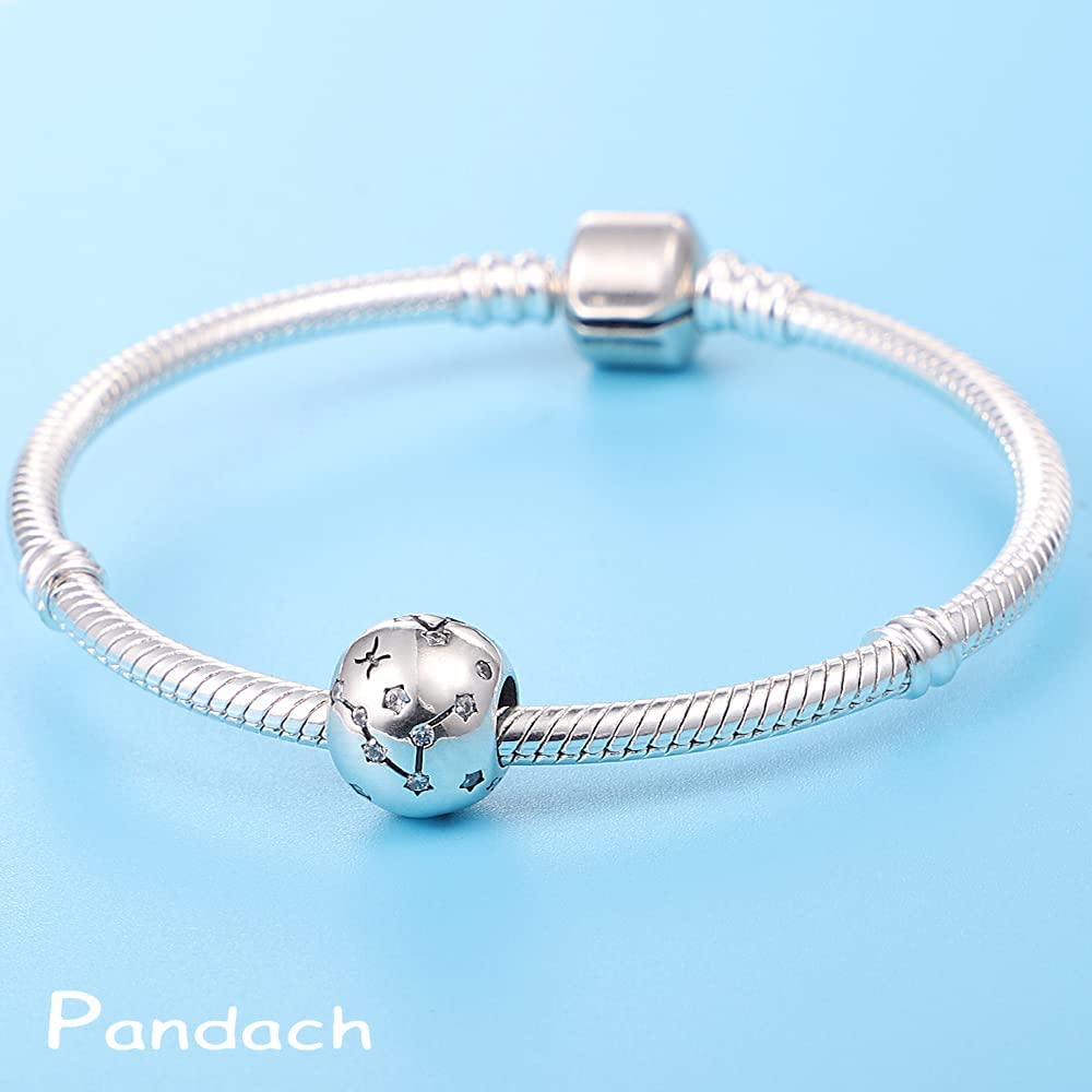 Pandach Zodiac Sign Bead Birthday Charms - Silver Birthstone Charms Fits Euporean Women'S Charm Bracelet & Necklace Bangle Gifts for Girls & Friends