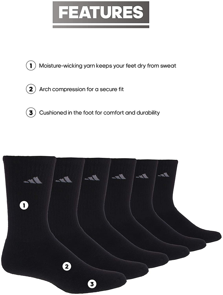 adidas Women's Athletic Crew Sock (6-Pack)