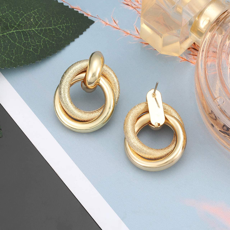 Twisted Earrings Round Double Circle Stud Earrings