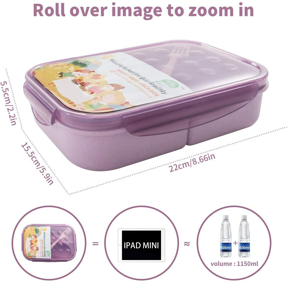 Miss Big Bento Box,Bento Box Adult Lunch Box,Bento Lunch Box for Kids,Leak Proof,No BPAs and No Chemical Dyes,Microwave and Dishwasher Safe Adult