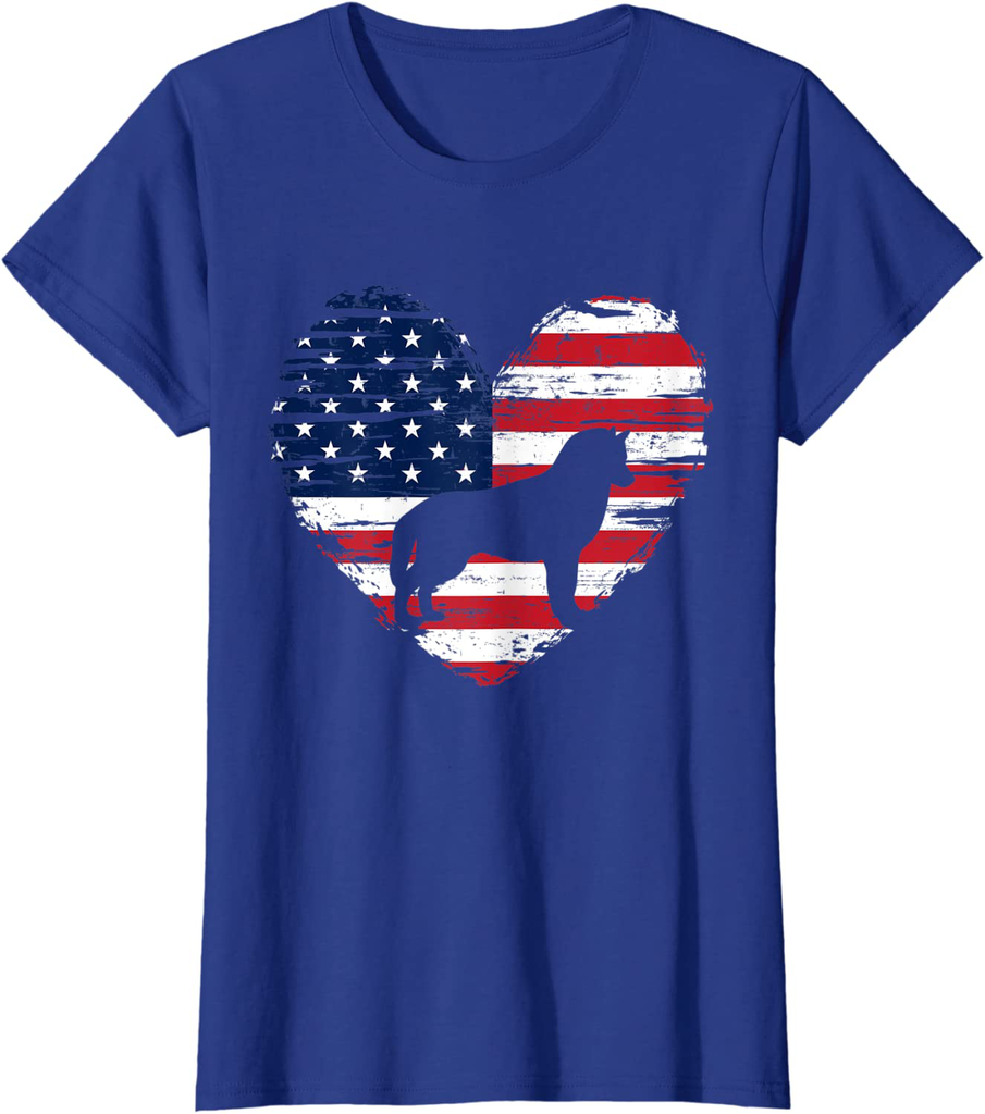 Siberian Husky Dog American Flag Heart 4th of July USA Men T-Shirt