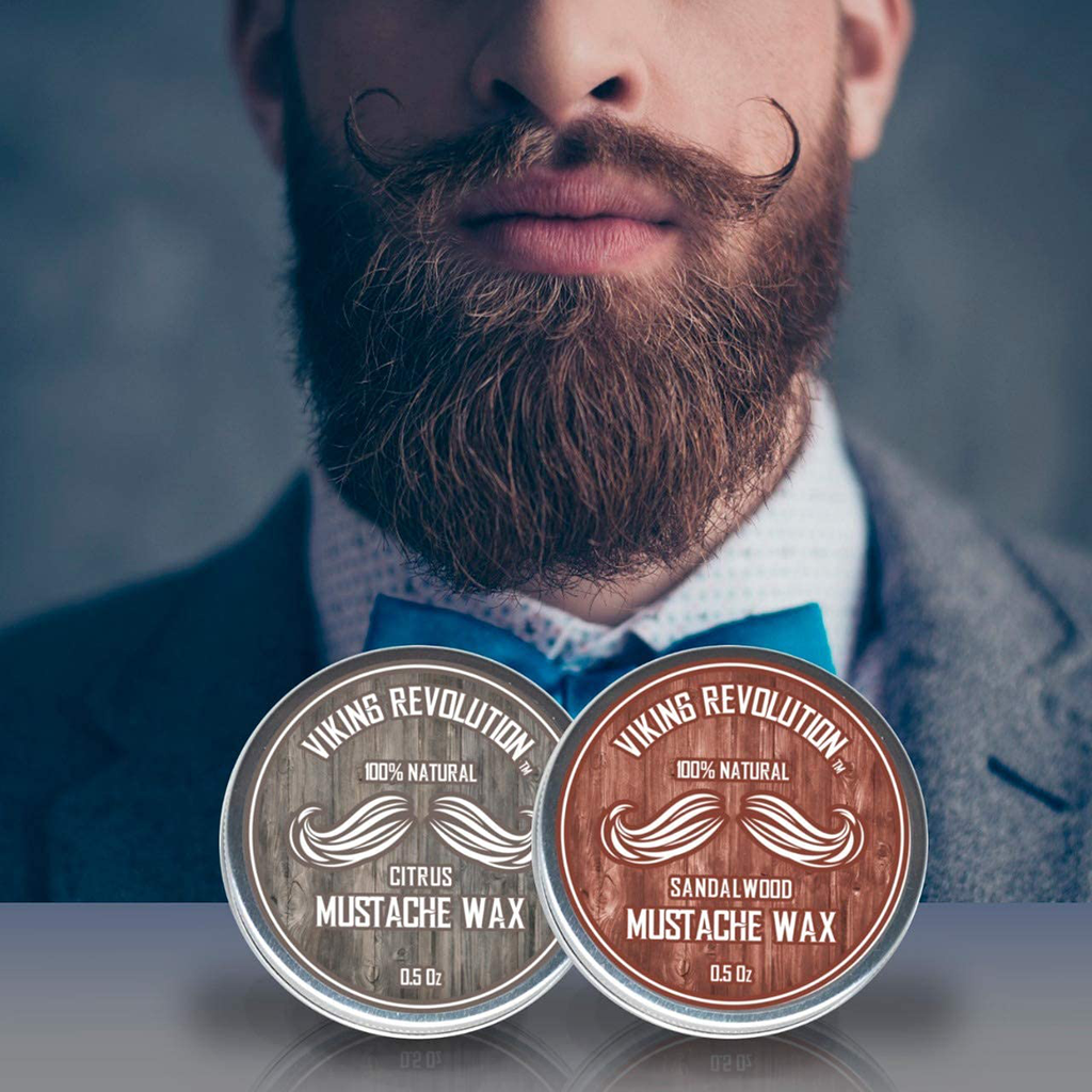 Mustache Wax 2 Pack - Beard & Moustache Wax for Men - Strong Hold Helps Train Tame & Style (Citrus & Sandalwood, 2 Pack)