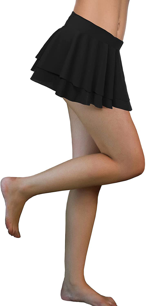 Afibi Women Sexy Pleated Mini Skirt Solid Ruffle Lingerie Skirts