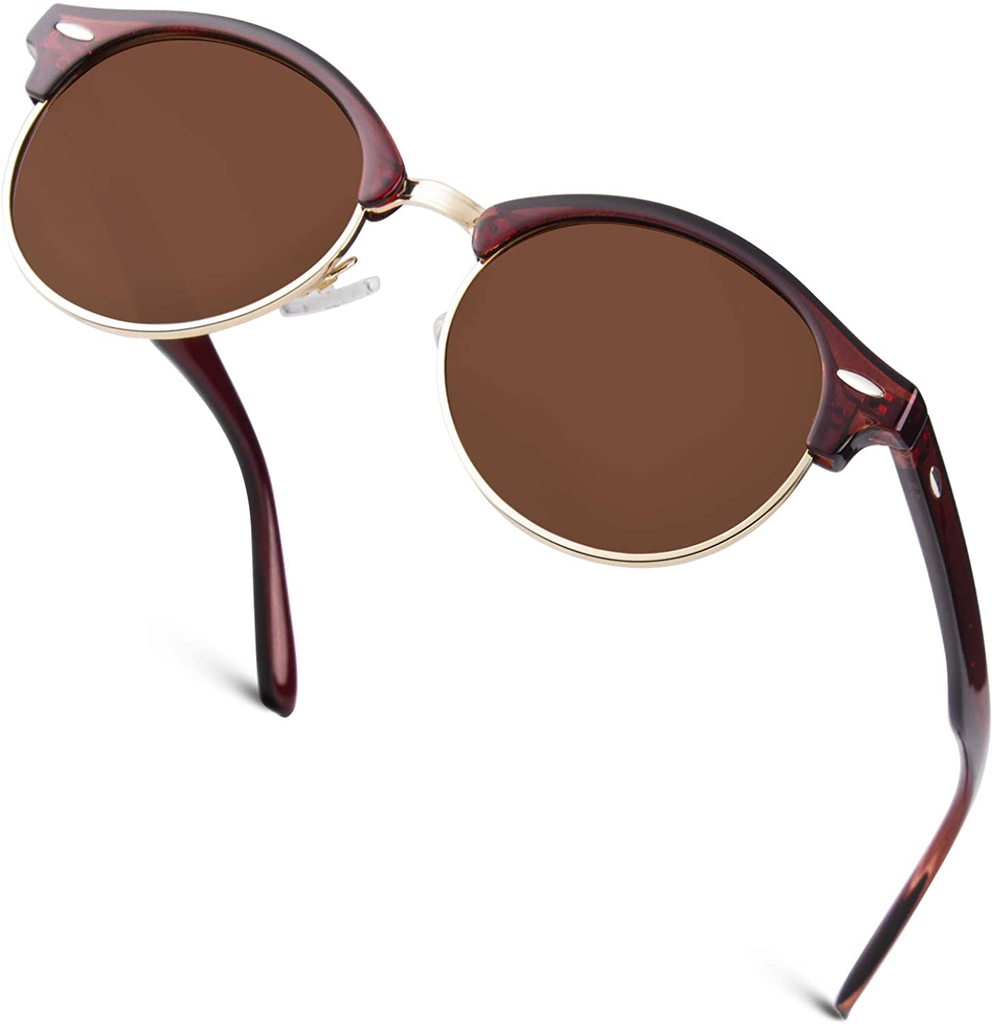 Unisex Classic Horn Rimmed Semi Rimless Polarized Sunglasses