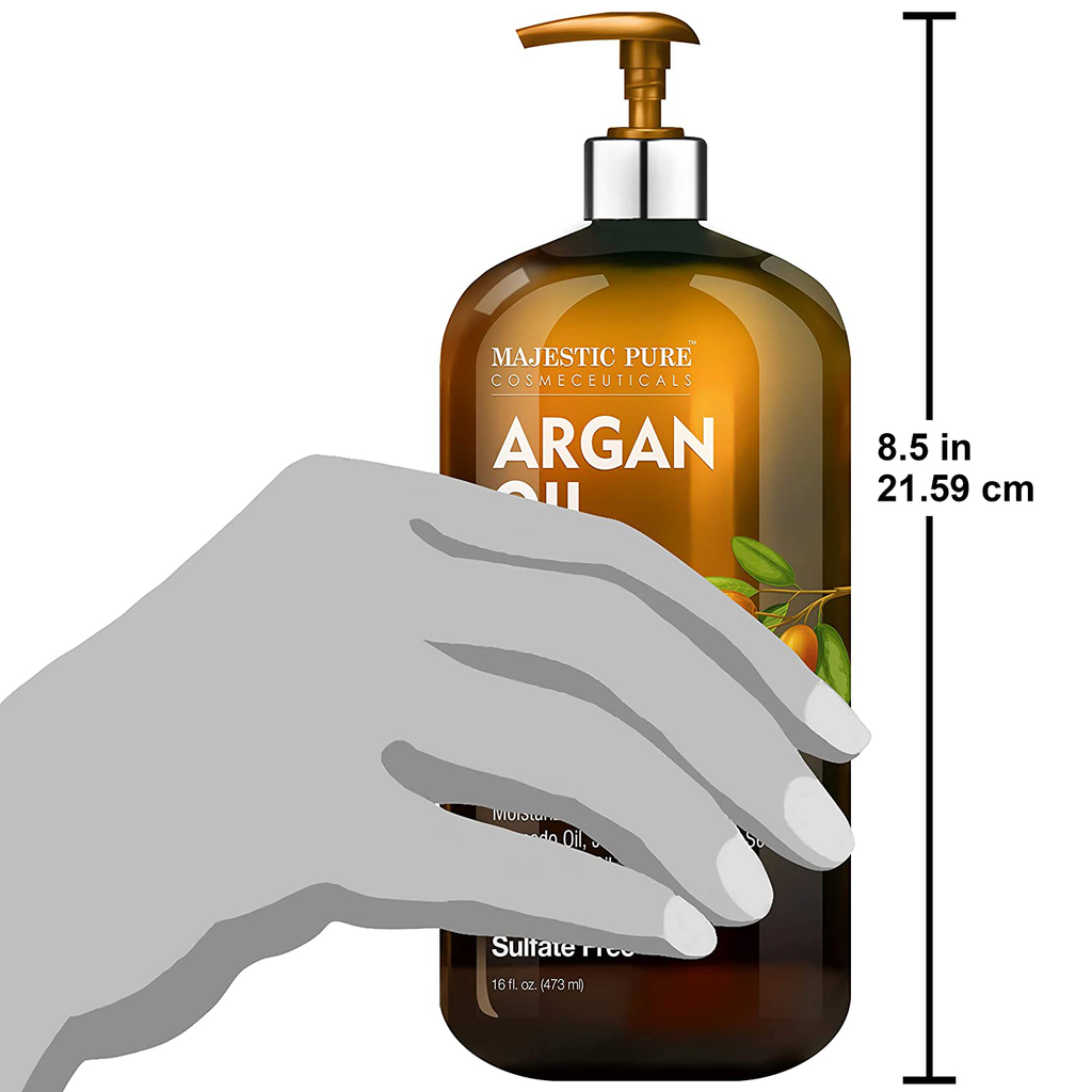 Majestic Pure Argan Oil Shampoo - Vitamin Enriched Gentle Hair Restoration Formula for Daily Use, Sulfate Free, for All Hair Types, Men and Women - 16 Fl. Oz.