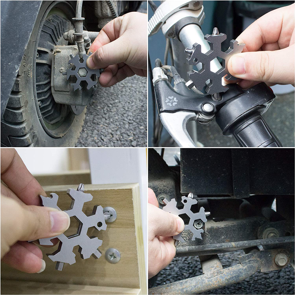 Snowflake Multi Tool 19-In-1 Stainless Steel Multitool Keychain Bottle Opener/Screwdriver/Portable Outdoor Travel Camping Multi Function Pocket Multitool Gadgets for Men