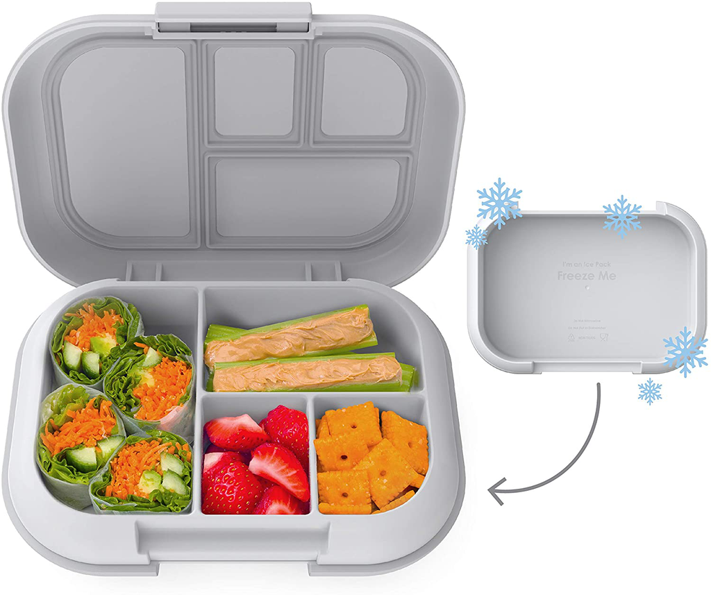 Bentgo Kids Chill Lunch Box - Bento-Style Lunch Solution with 4 Compartments and Removable Ice Pack for Meals and Snacks On-the-Go - Leak-Proof, Dishwasher Safe, BPA-Free (Red/Royal)