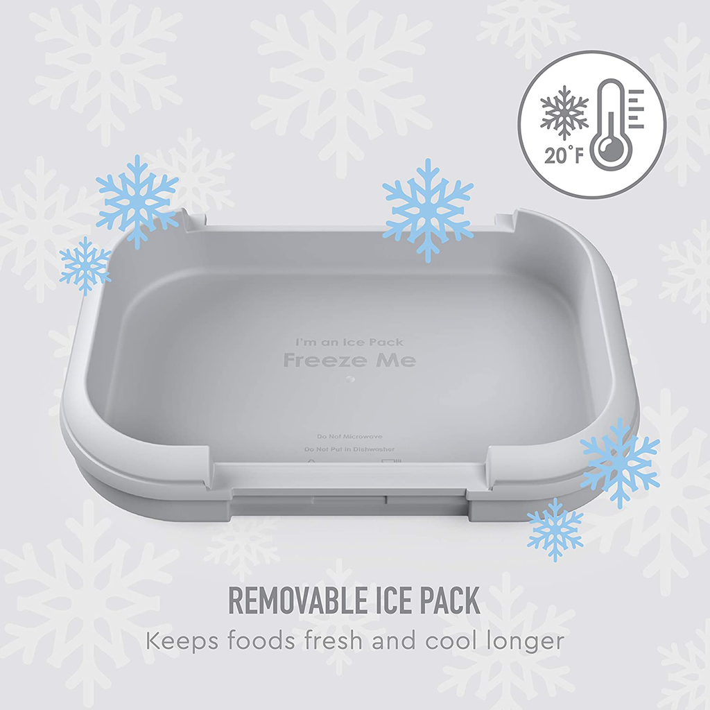 Bentgo Kids Chill Lunch Box - Bento-Style Lunch Solution with 4 Compartments and Removable Ice Pack for Meals and Snacks On-the-Go - Leak-Proof, Dishwasher Safe, BPA-Free (Gray)