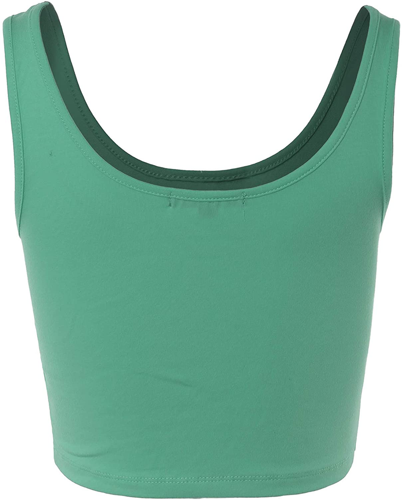 A2Y Women's Fitted Scoop Neck Sleeveless Crop Tank Top