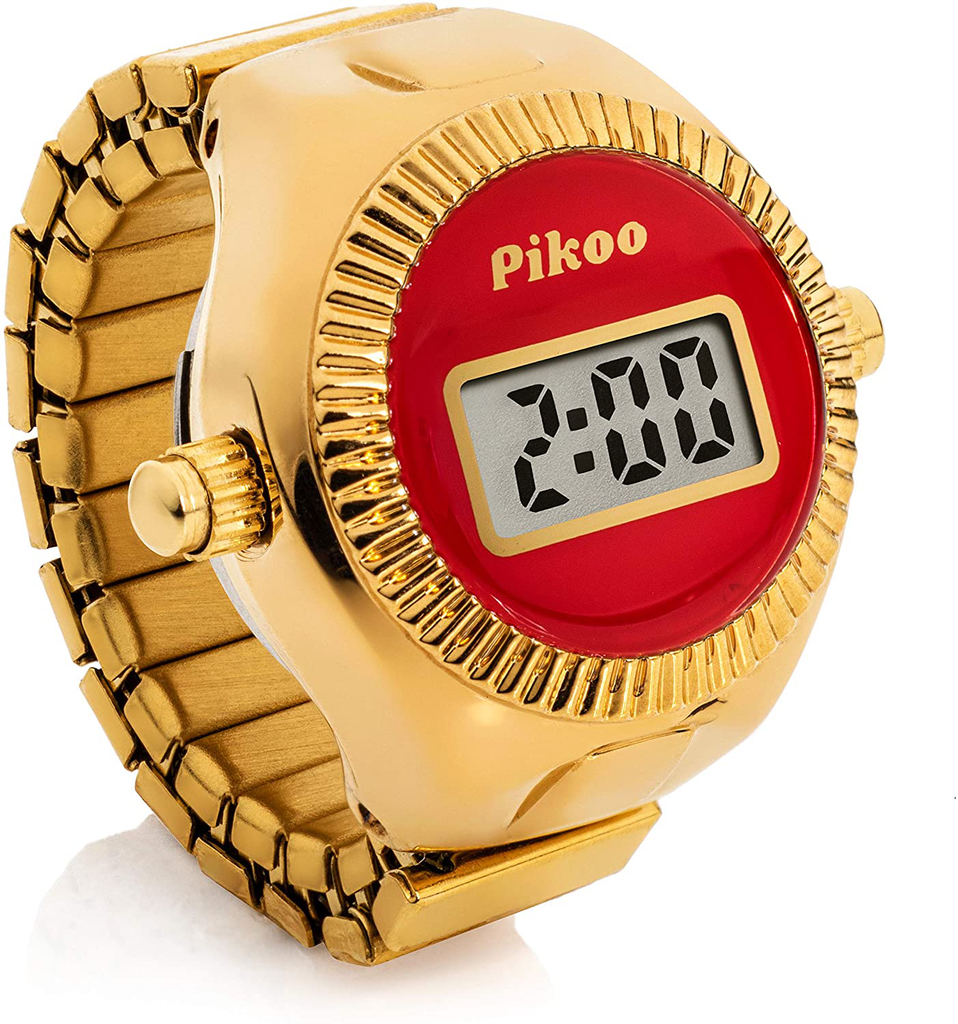 Pikoo: Unisex Digital Ring Watch w/Made in Japan Movement, One Size Fits All - Ruby Red