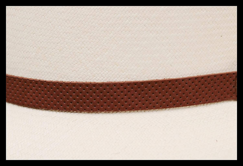 Embossed Patterned Leather Panama Hat Band (Band Only)