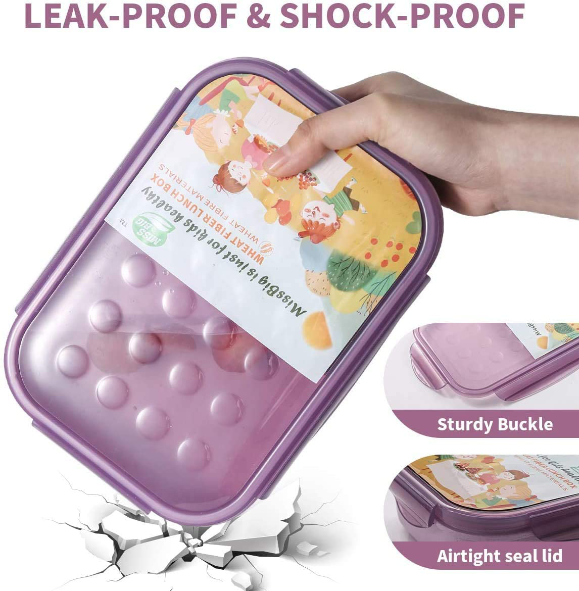  MISS BIG Bento Box, Lunch Box Kids,Ideal Leak Proof