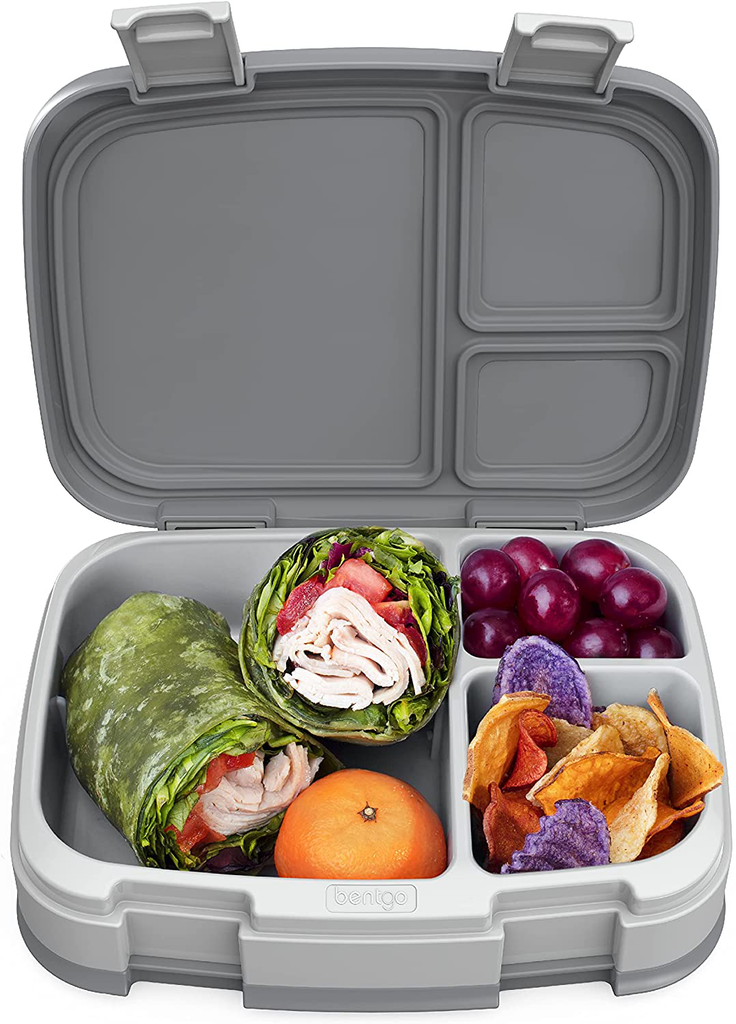 Bentgo Fresh – Leak-Proof, Versatile 4-Compartment Bento-Style Lunch Box with Removable Divider, Portion-Controlled Meals for Teens and Adults On-The-Go – BPA-Free, Food-Safe Materials (Gray)