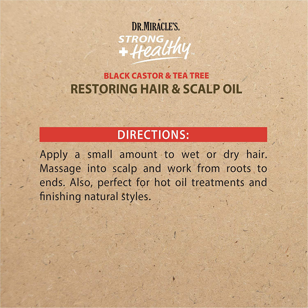 Dr. Miracle'S Strong & Healthy Restoring Hair & Scalp Oil. Contains Black Castor Oil, Tea Tree Oil and Mango Butter Providing 2X More Moisture to Prevent Dry Hair and Scalp.
