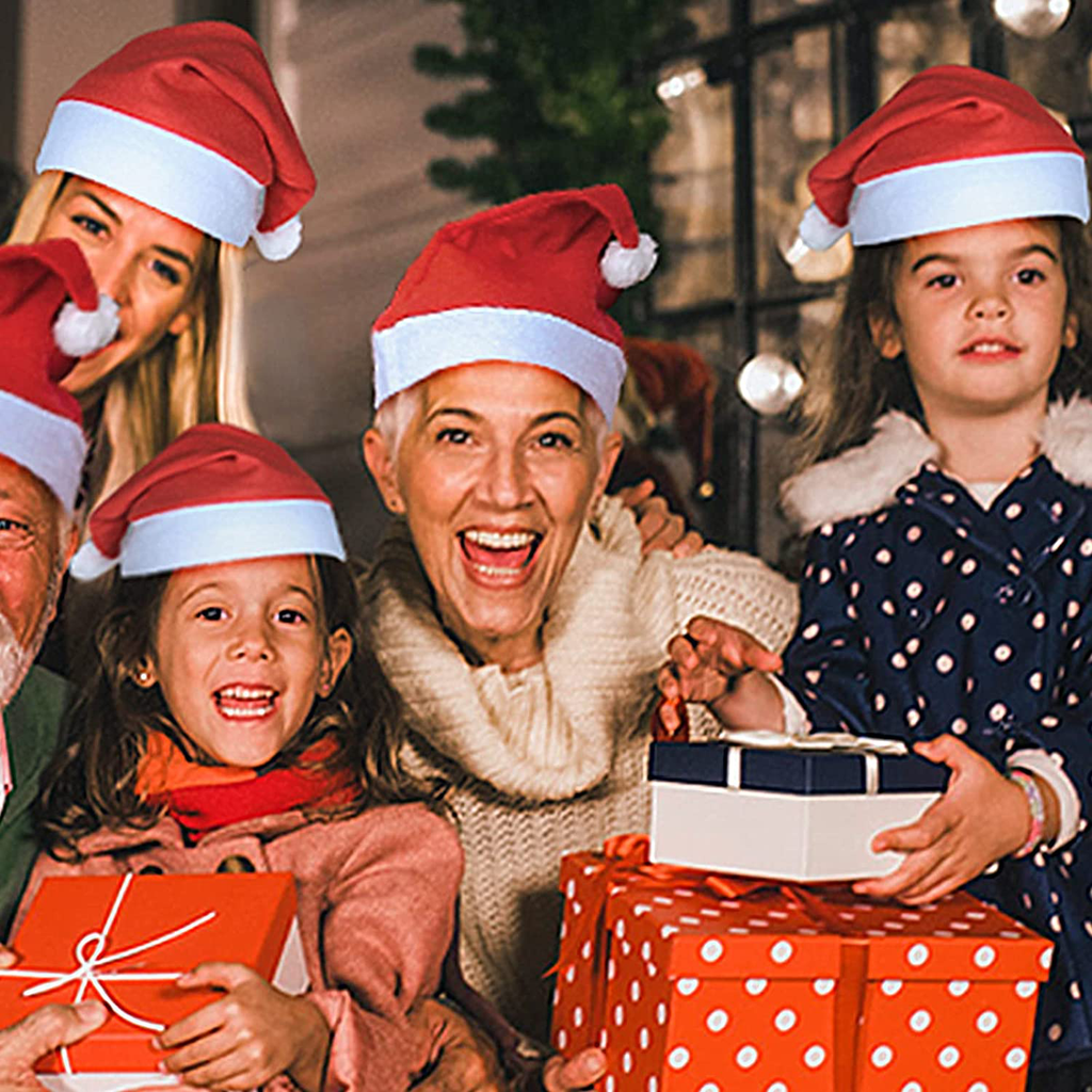 12 Pack Christmas Santa Hats 