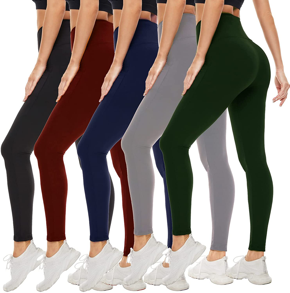 Non-See-Through Leggings for Women(2/5 Pack)-Tummy Control Yoga Pants High Waist Super Soft Workout Leggings