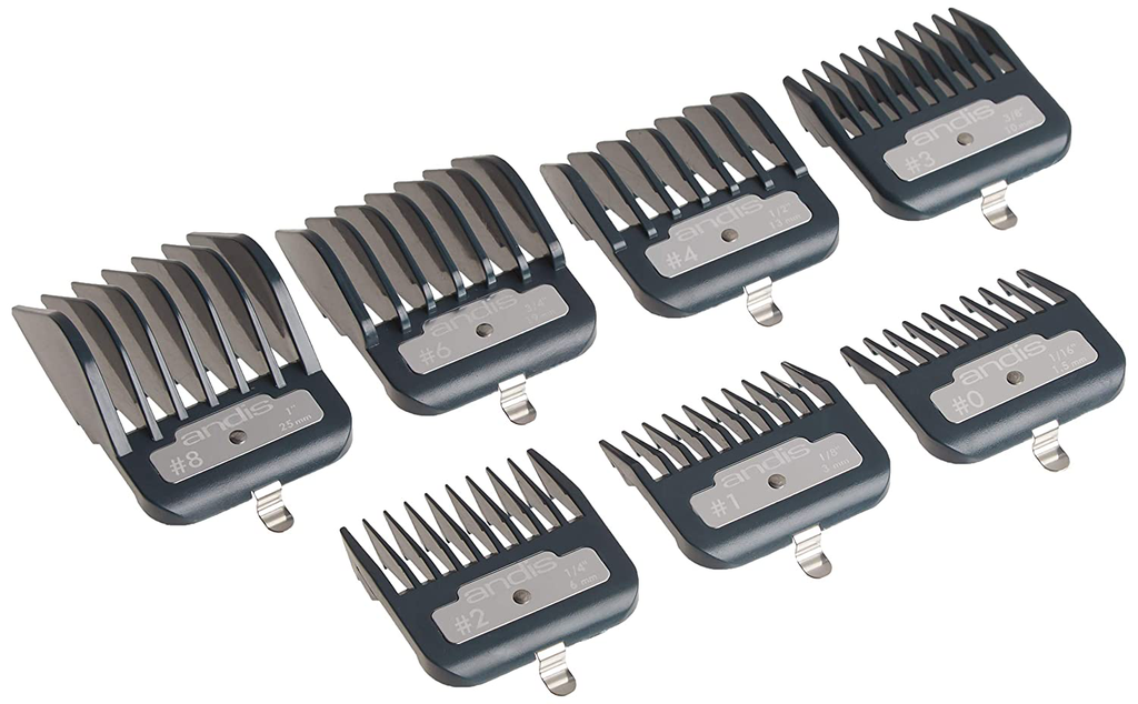 Andis Master Series Premium Metal Hair Clipper Attachment Comb 7 Piece Set, Blue, 1 Count (Pack of 7)
