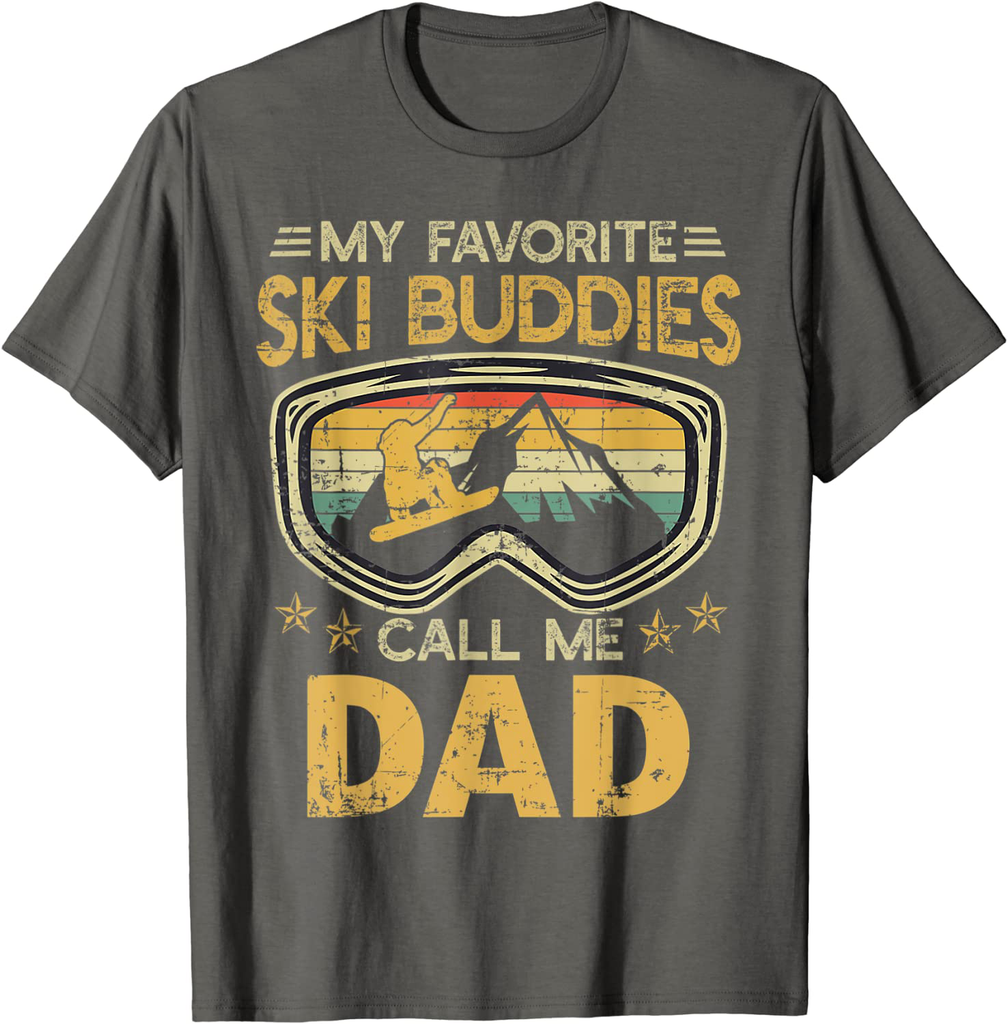 Mens Vintage My Favorite Ski Buddies Call Me Dad T-Shirt