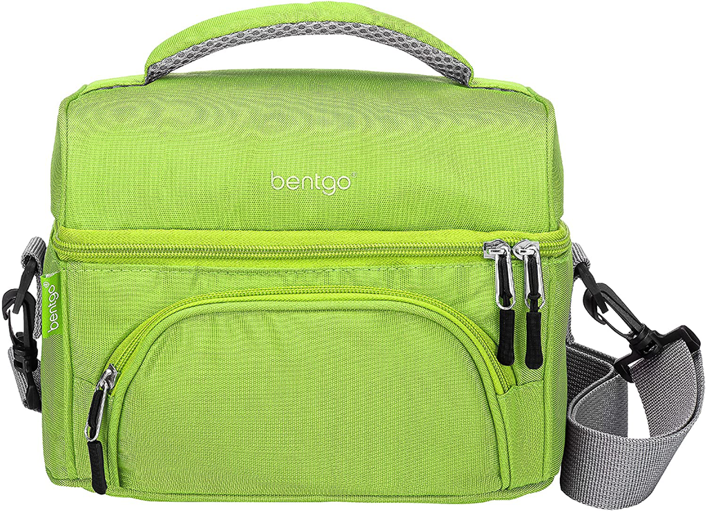 Bentgo Deluxe Lunch Bag - Durable and Insulated Lunch Tote with Zippered Outer Pocket, Internal Mesh Pocket, Padded and Adjustable Straps, & 2-Way Zippers - Fits All Bentgo Lunch Boxes (Green)