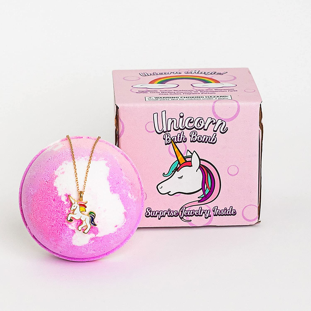 Mermaid Bath Bomb with Surprise Necklace for Girls - Create a Fun Bath Time Spa Experience with Our Organic Kids Bath Bombs. Unique Holiday or Birthday Gift for Your 4, 5, 6, 7, or 8 Year Old Kid