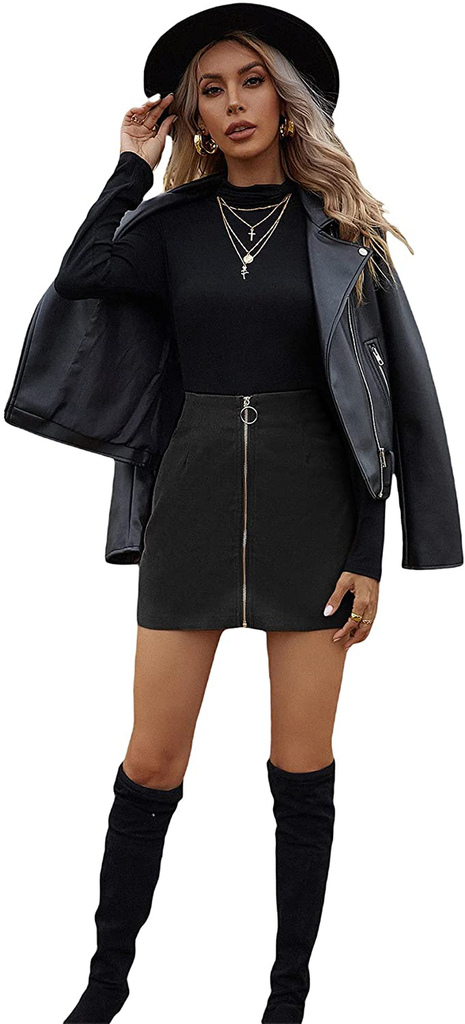 SheIn Women's Plaid High Waist Zipper Back A Line Short Skirt