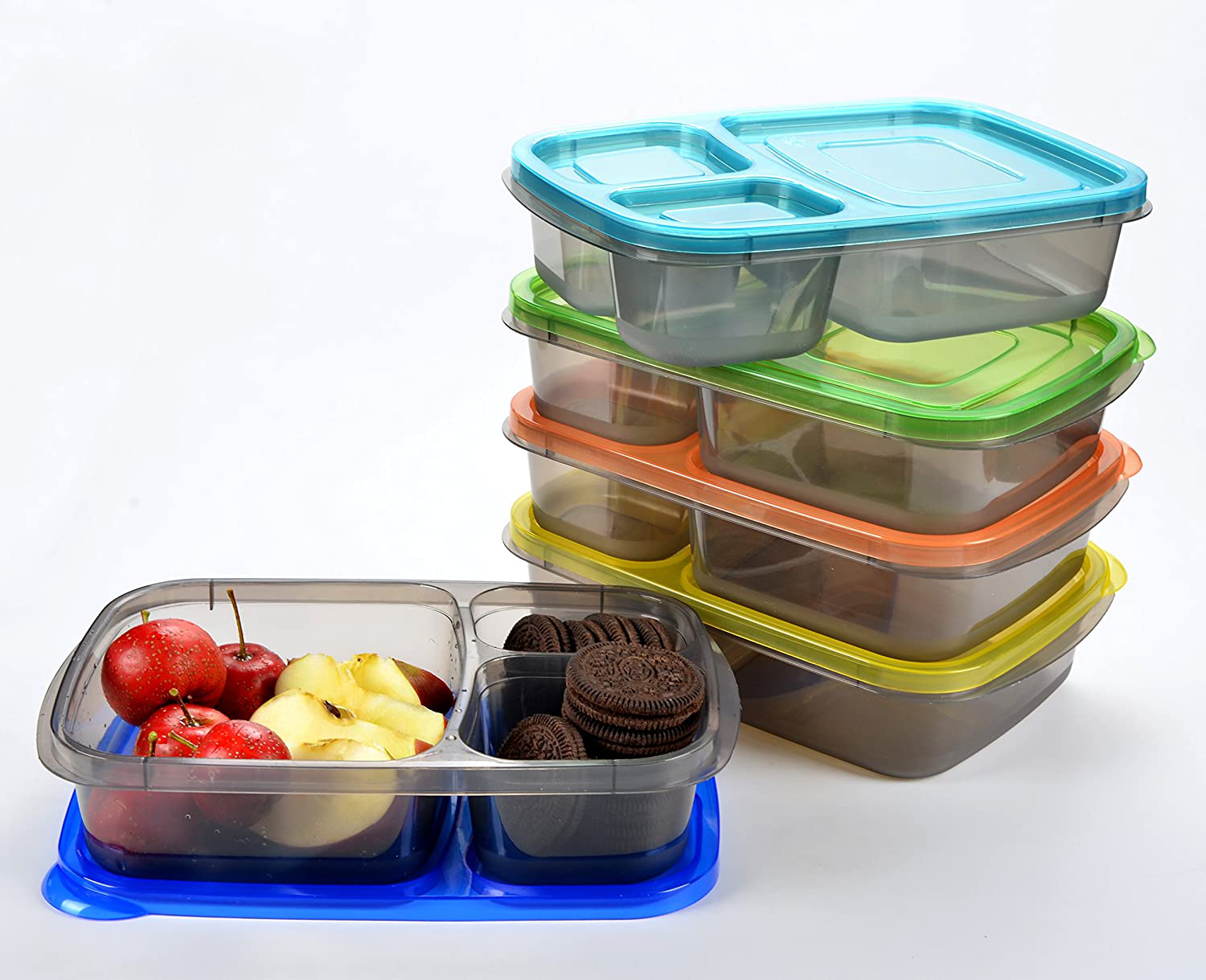 Youngever 8 Pack Meal Prep Containers, Reusable Plastic Divided Food  Storage Container Boxes (3-Compartment)