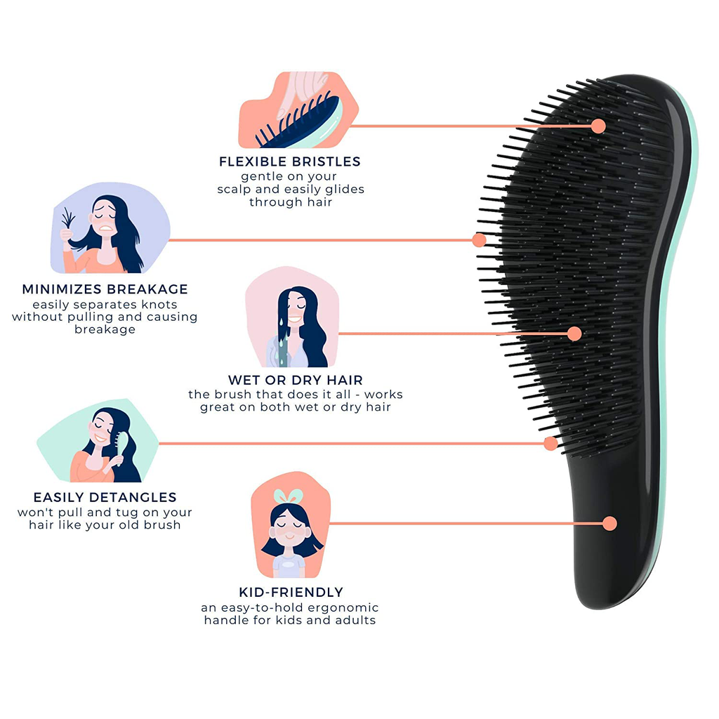 Crave Naturals Glide Thru Detangling Brush for Adults & Kids Hair. Detangler Hairbrush for Natural, Curly, Straight, Wet or Dry Hair. Hair Brushes for Women. Styling Brush