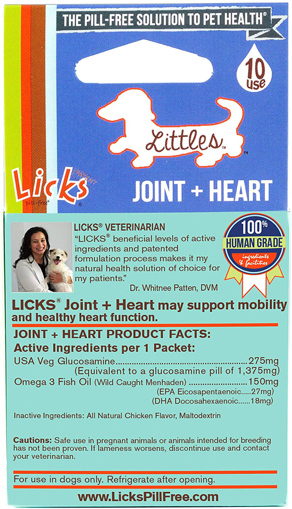 Licks - Little Dog Joint Supplement + Heart Supplement - Dog Omega 3 Supplement - LiquiPaks - 10 Use
