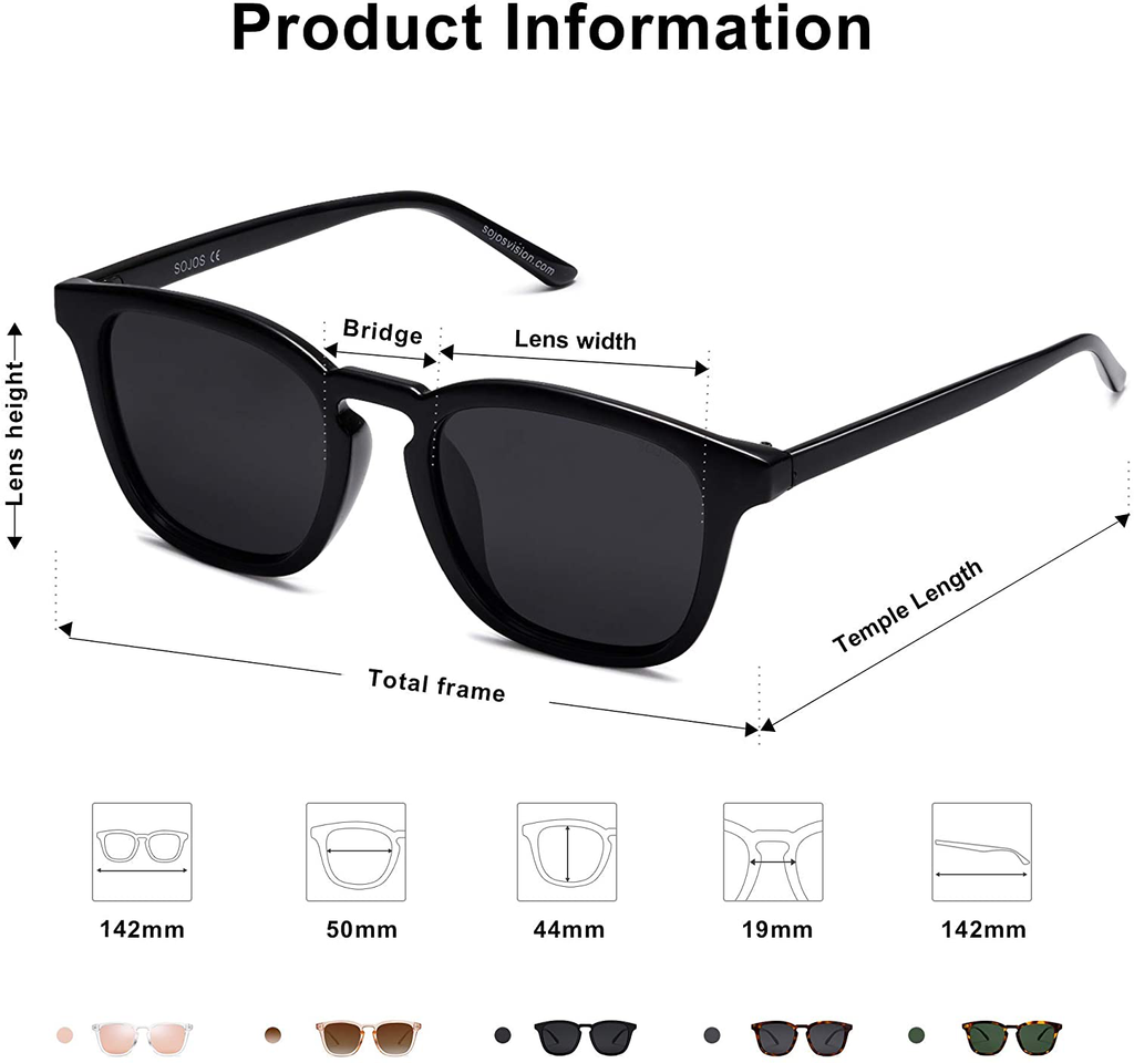 SOJOS Polarized Sunglasses for Women Men Classic Vintage Style Shades SJ2155